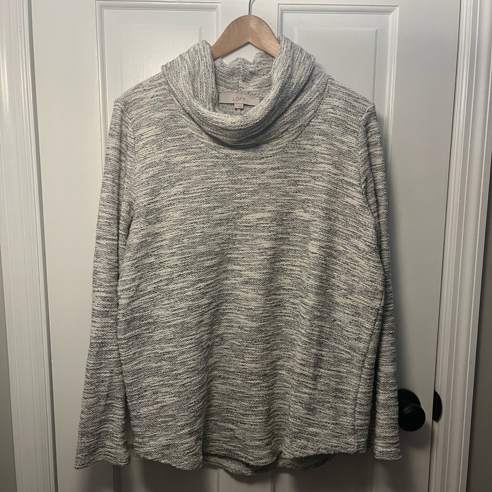 Loft Heather Gray Cowl Neck Sweater